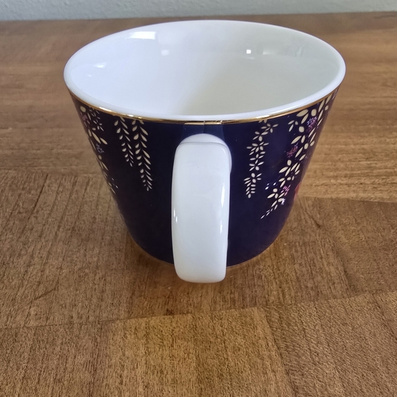 Portmeirion Sara Miller Chelsea Navy Teacup & Saucer 8oz Gold Hummingbird - Picture 8 of 10